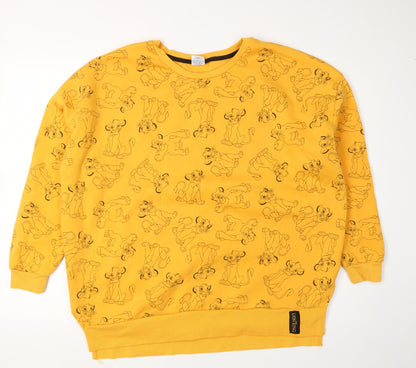 Womens UK Size L Disney Yellow Pullover Sweatshirt