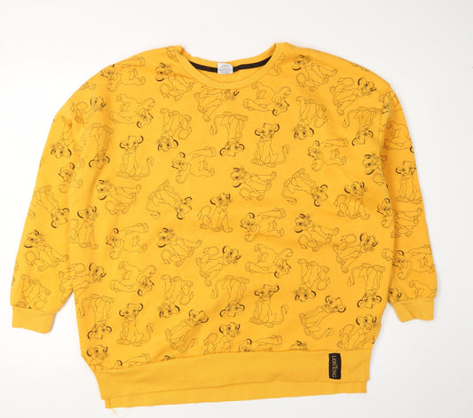 Womens UK Size L Disney Yellow Pullover Sweatshirt