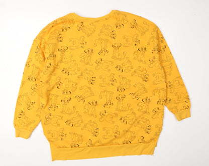 Womens UK Size L Disney Yellow Pullover Sweatshirt