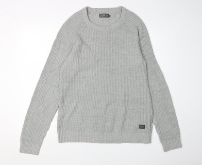 Jack & Jones Men's Grey Medium Crew Neck Pullover Jumper