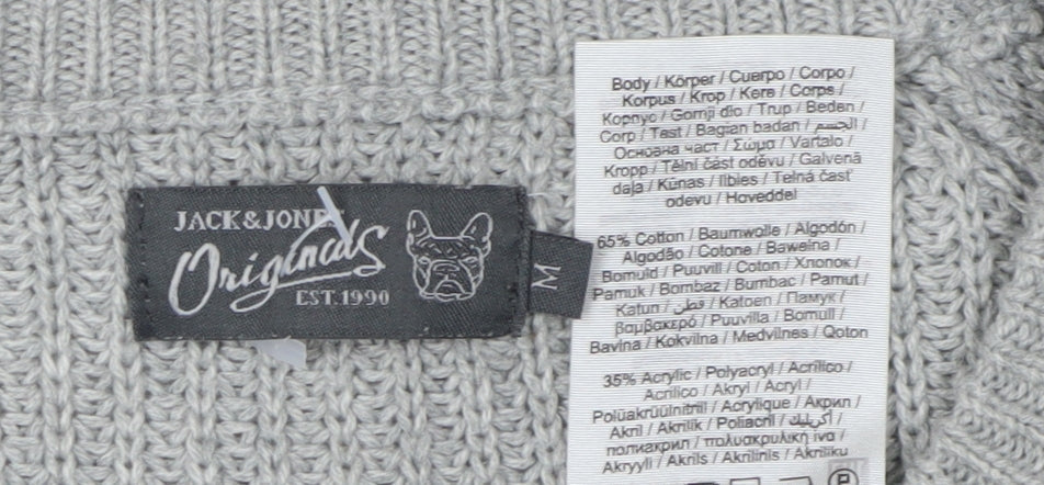 Jack & Jones Men's Grey Medium Crew Neck Pullover Jumper