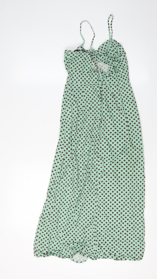 Zara Women’s XS Green Polka Dot Long Slip Dress