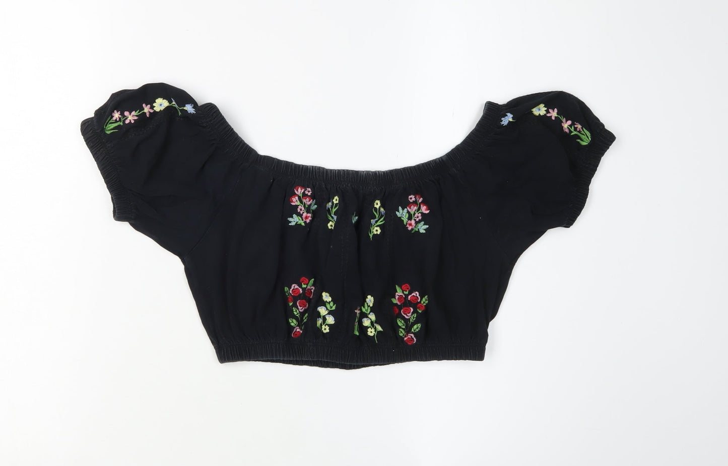 Womens UK Size M Pins and Needles Black Cropped Blouse