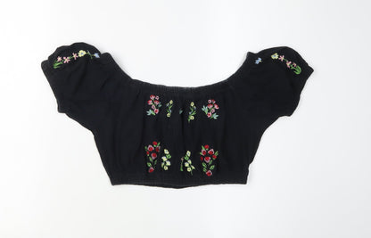 Womens UK Size M Pins and Needles Black Cropped Blouse