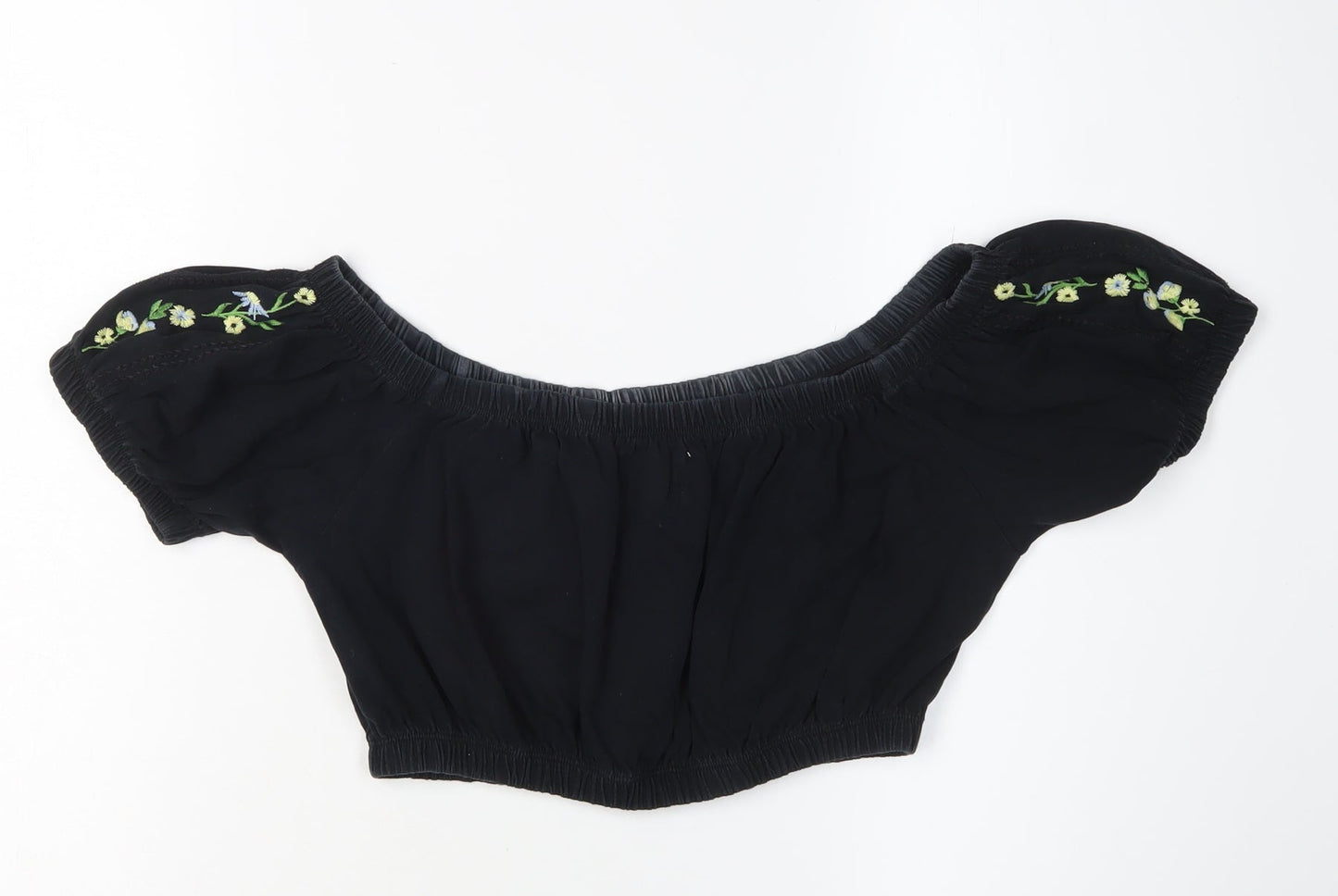 Womens UK Size M Pins and Needles Black Cropped Blouse