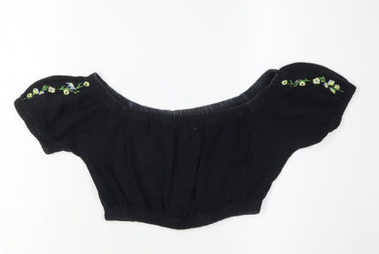 Womens UK Size M Pins and Needles Black Cropped Blouse