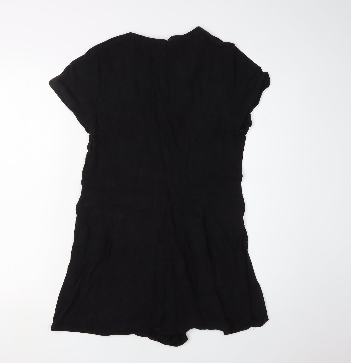 New Look Women's Black Playsuit Size 10 Viscose Linen