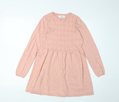 H&M Girls Pink Long Sleeve Knit Dress 9-10 Years
