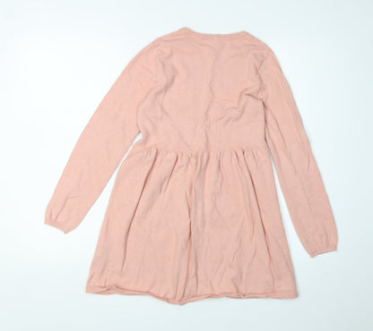H&M Girls Pink Long Sleeve Knit Dress 9-10 Years