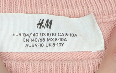 H&M Girls Pink Long Sleeve Knit Dress 9-10 Years