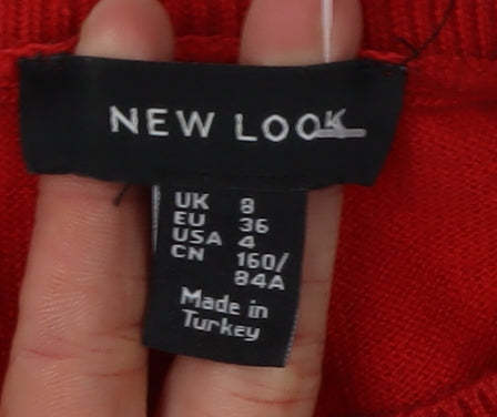 Womens UK Size 8 New Look Red Pullover Jumper