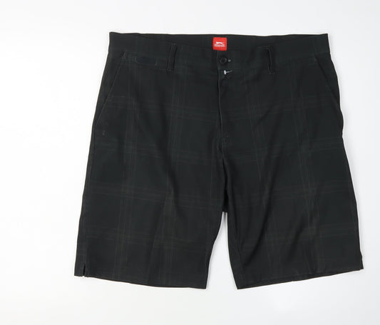 Slazenger Men's Black Check Athletic Shorts Size 36