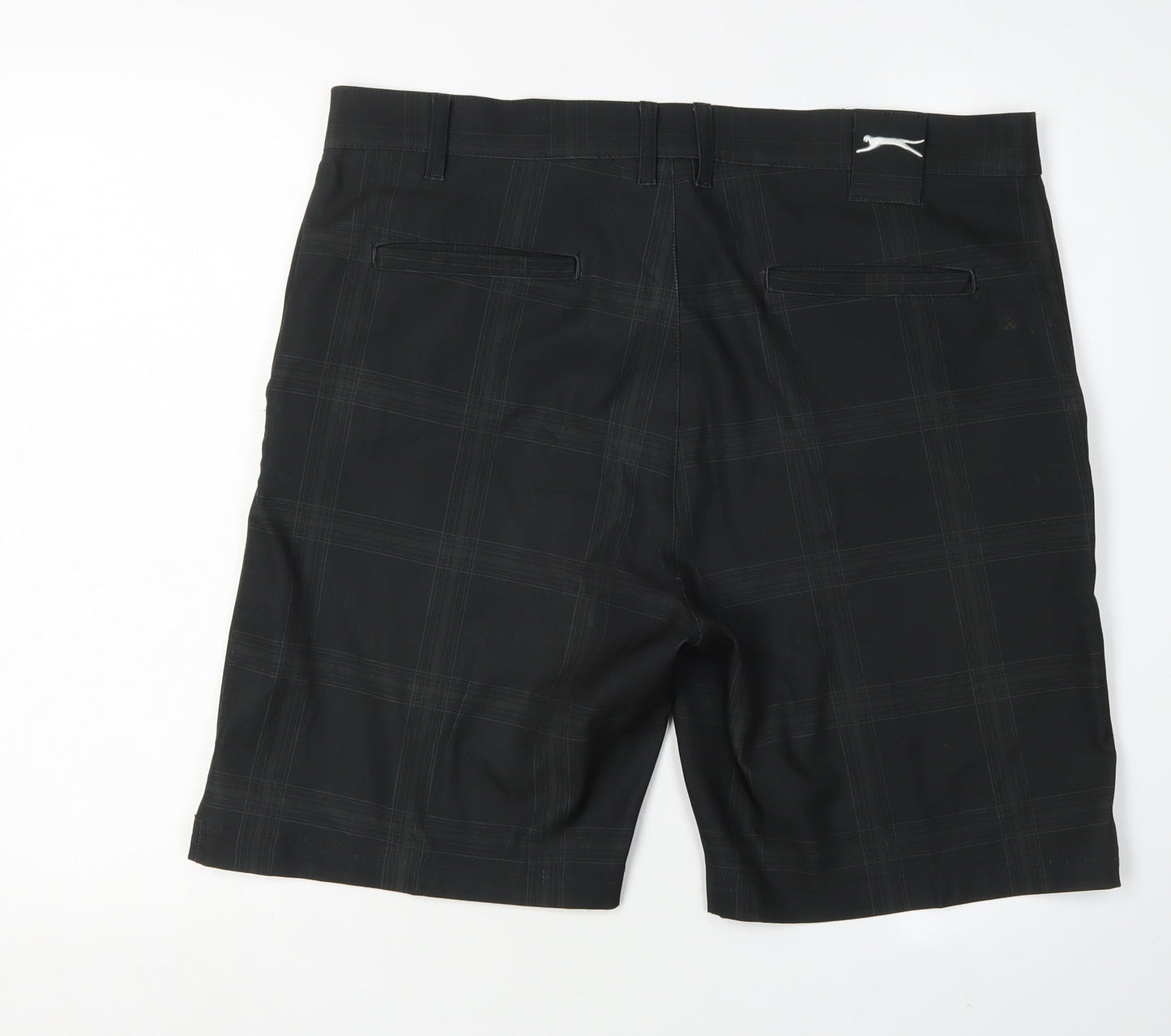Slazenger Men's Black Check Athletic Shorts Size 36