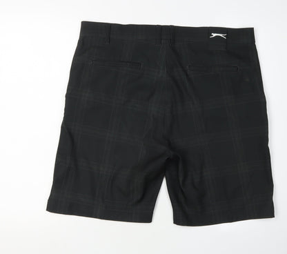 Slazenger Men's Black Check Athletic Shorts Size 36