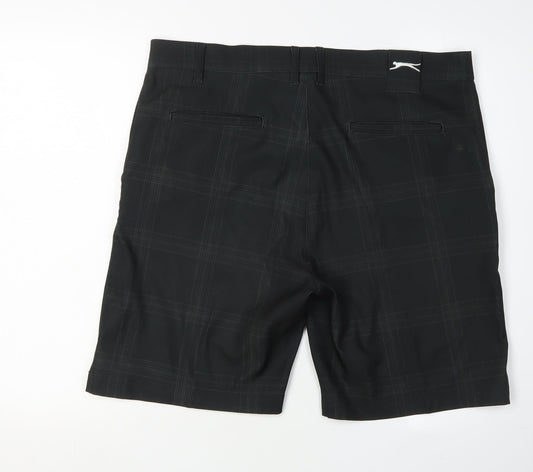 Slazenger Men's Black Check Athletic Shorts Size 36