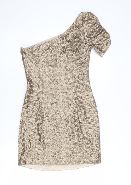 New Look Women's Gold Sequin One Shoulder Bodycon Dress