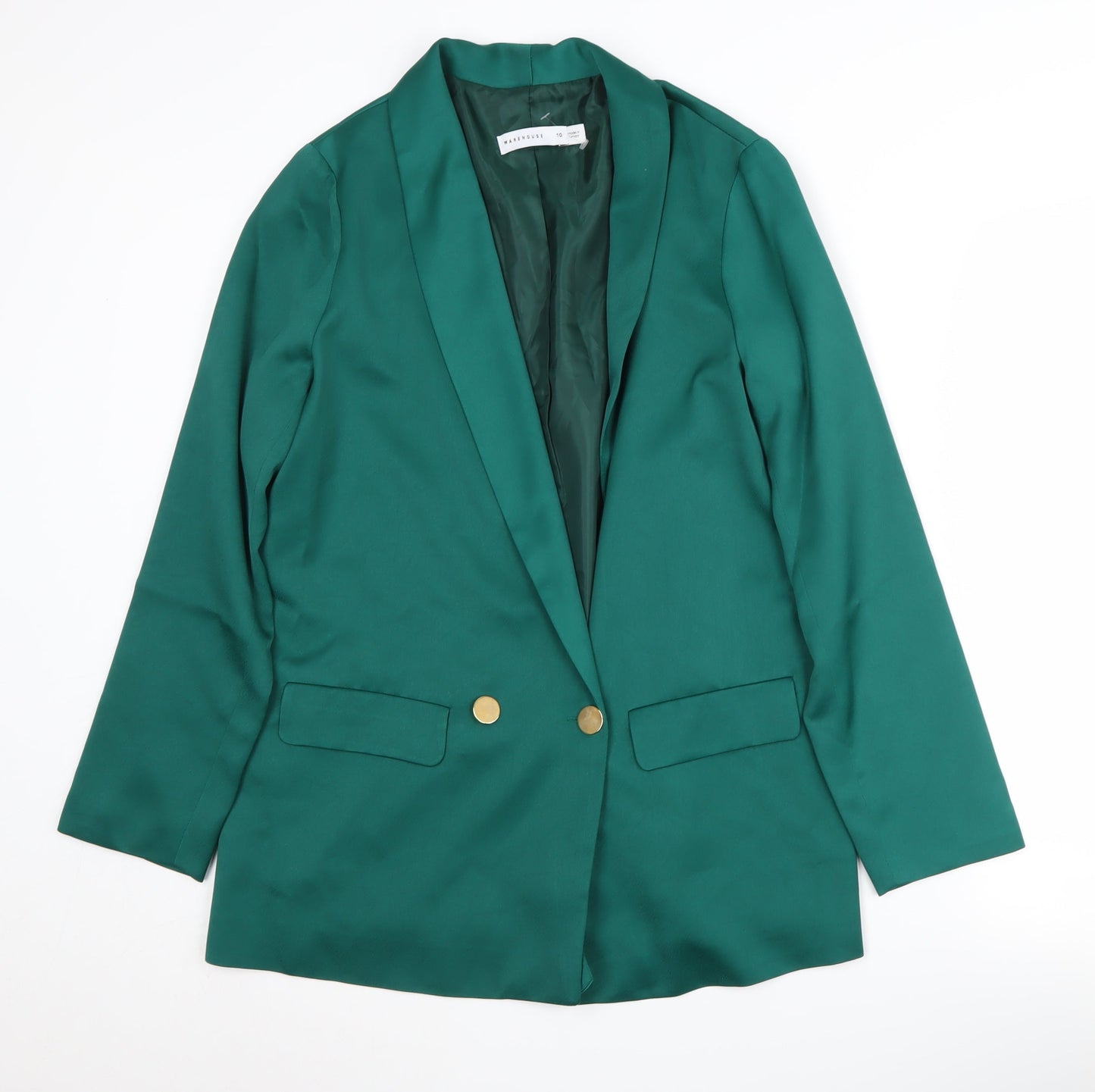 Warehouse Women's Green Blazer Size 10 Double-Breasted