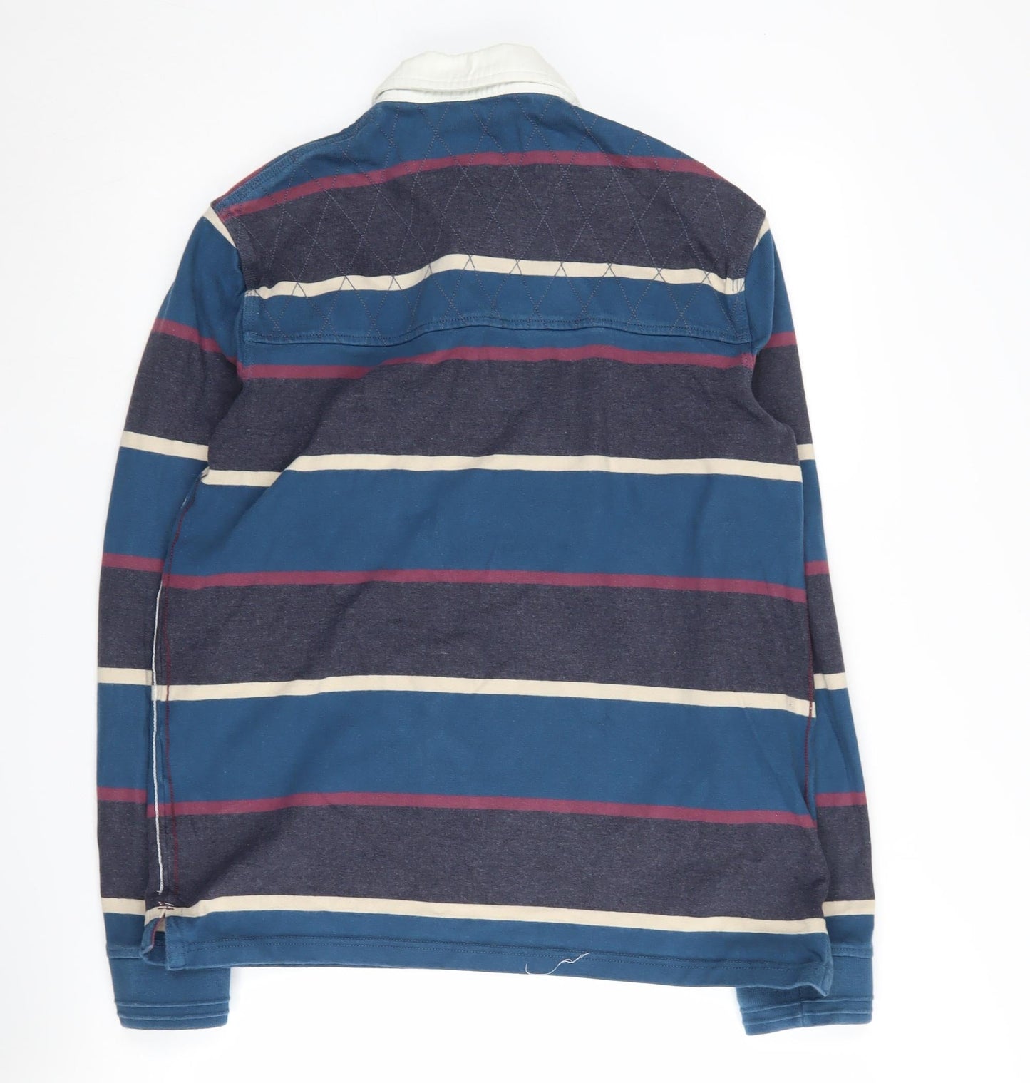 Fat Face Men's Blue Striped Polo L - 1980s Style
