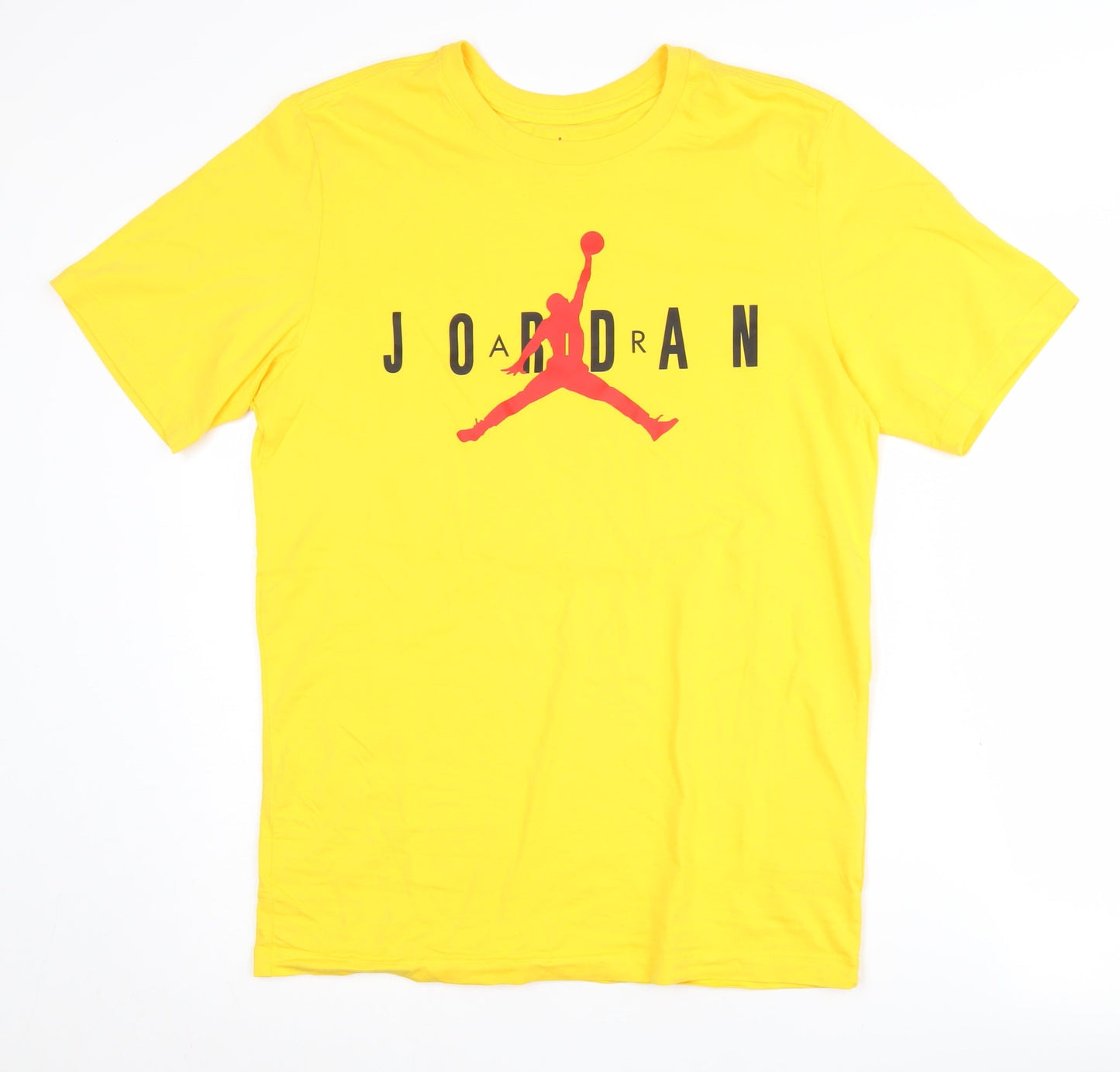 Jordan Men's Yellow Logo T-Shirt, Size S, Cotton, Graphic Print