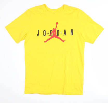 Jordan Men's Yellow Logo T-Shirt, Size S, Cotton, Graphic Print