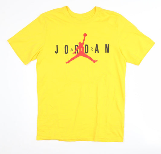 Jordan Men's Yellow Logo T-Shirt, Size S, Cotton, Graphic Print