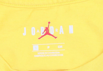 Jordan Men's Yellow Logo T-Shirt, Size S, Cotton, Graphic Print
