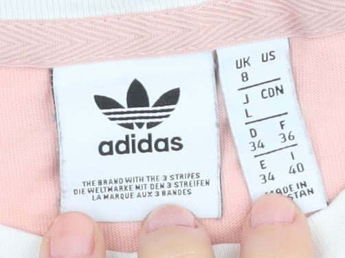 Womens UK Size 8 adidas Pink Ringer T-Shirt