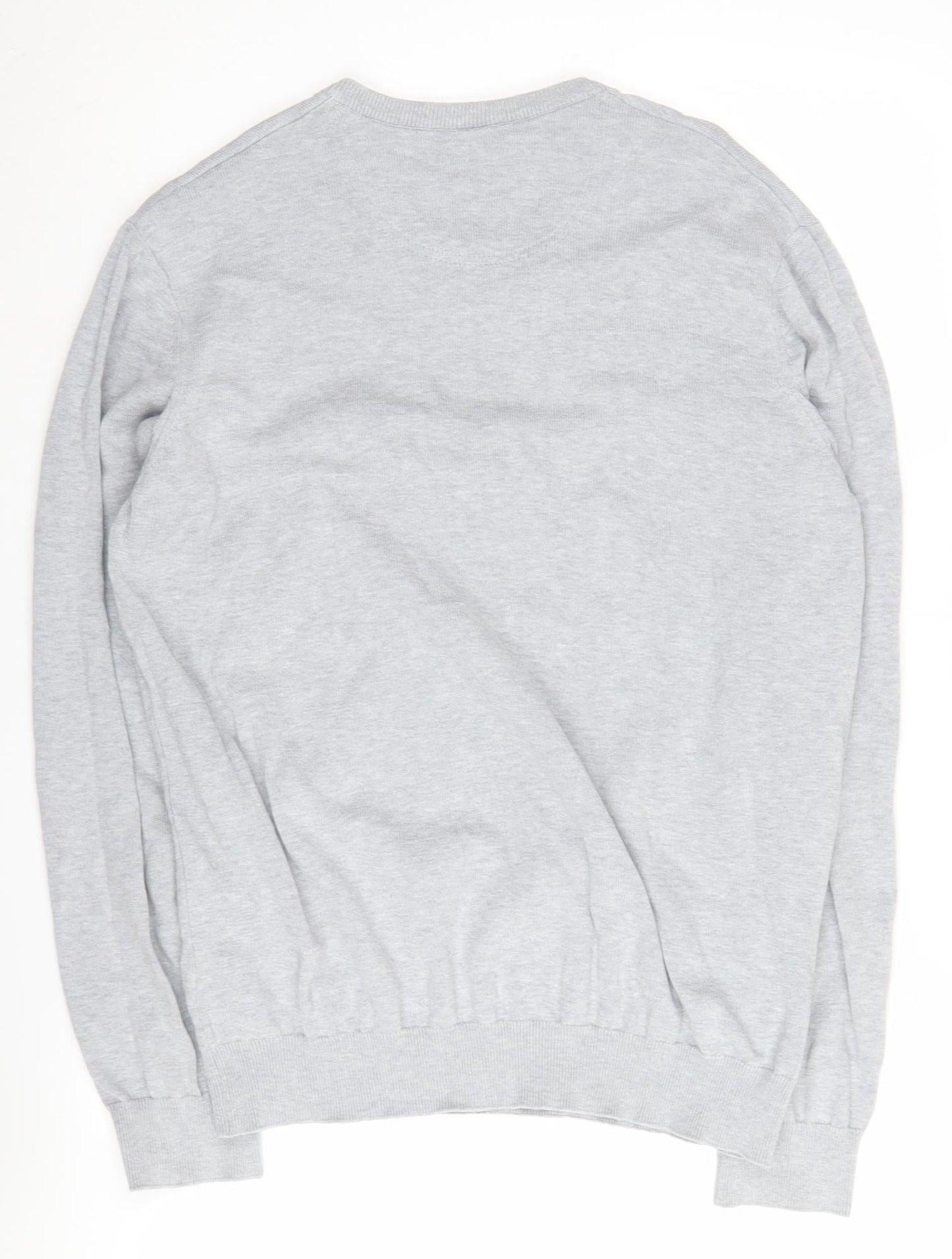 Lacoste Men's Grey V-Neck Cotton Pullover Jumper L