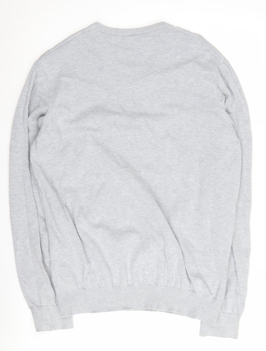 Lacoste Men's Grey V-Neck Cotton Pullover Jumper L