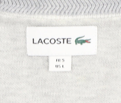Lacoste Men's Grey V-Neck Cotton Pullover Jumper L