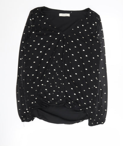 Oasis Black V-Neck Womens Top XS Long Sleeve Polyester