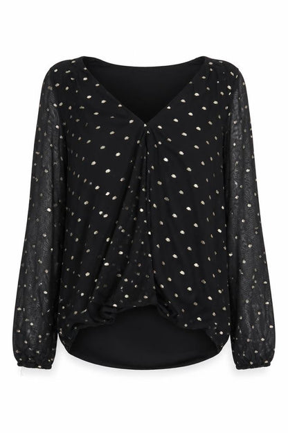 Oasis Black V-Neck Womens Top XS Long Sleeve Polyester