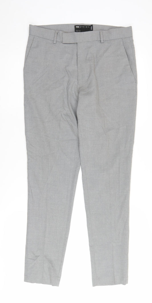 ASOS DESIGN Men's Grey Chino Trousers L Straight