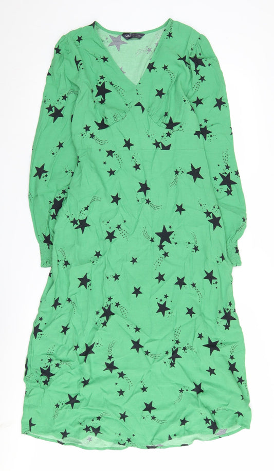 Marks and Spencer Women's Green Star Wrap Dress Size 8