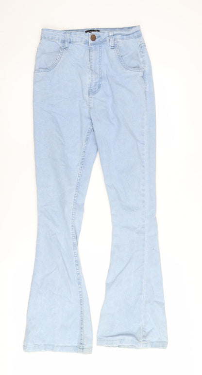 PrettyLittleThing Women's Blue Flared Denim Jeans Size 6