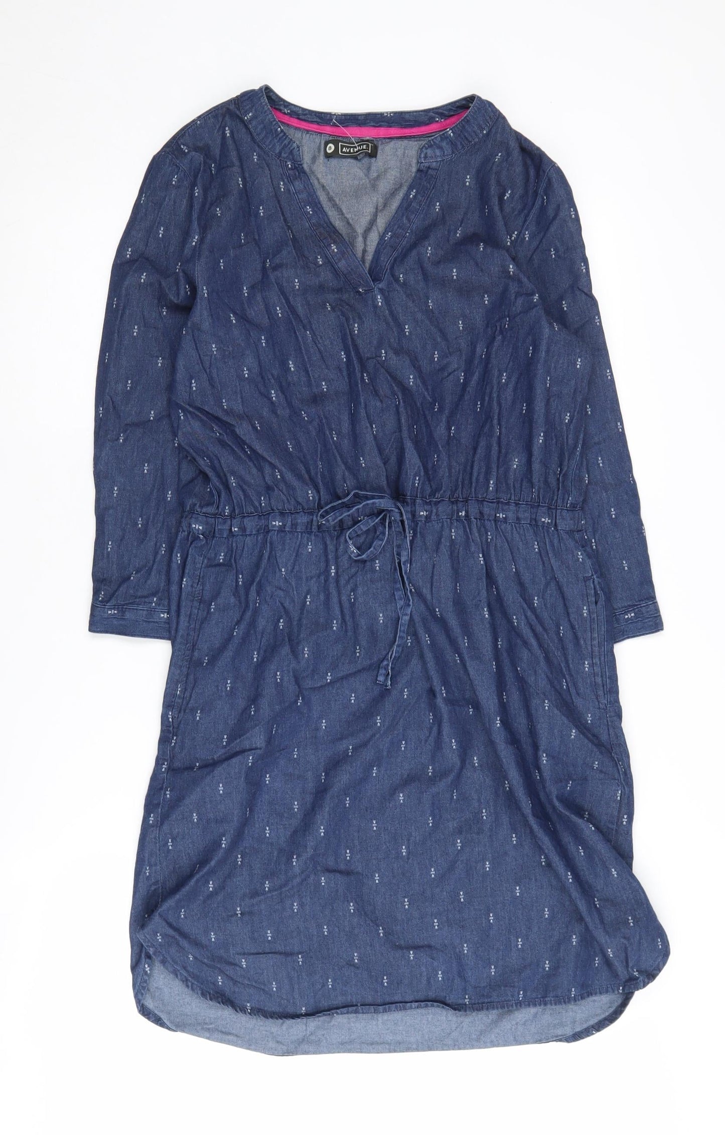 Avenue Women’s Blue Denim Shirt Dress Size 8