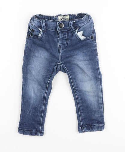 Next Unisex Blue Denim Jogger Jeans, 9-12 Months, Casual Style