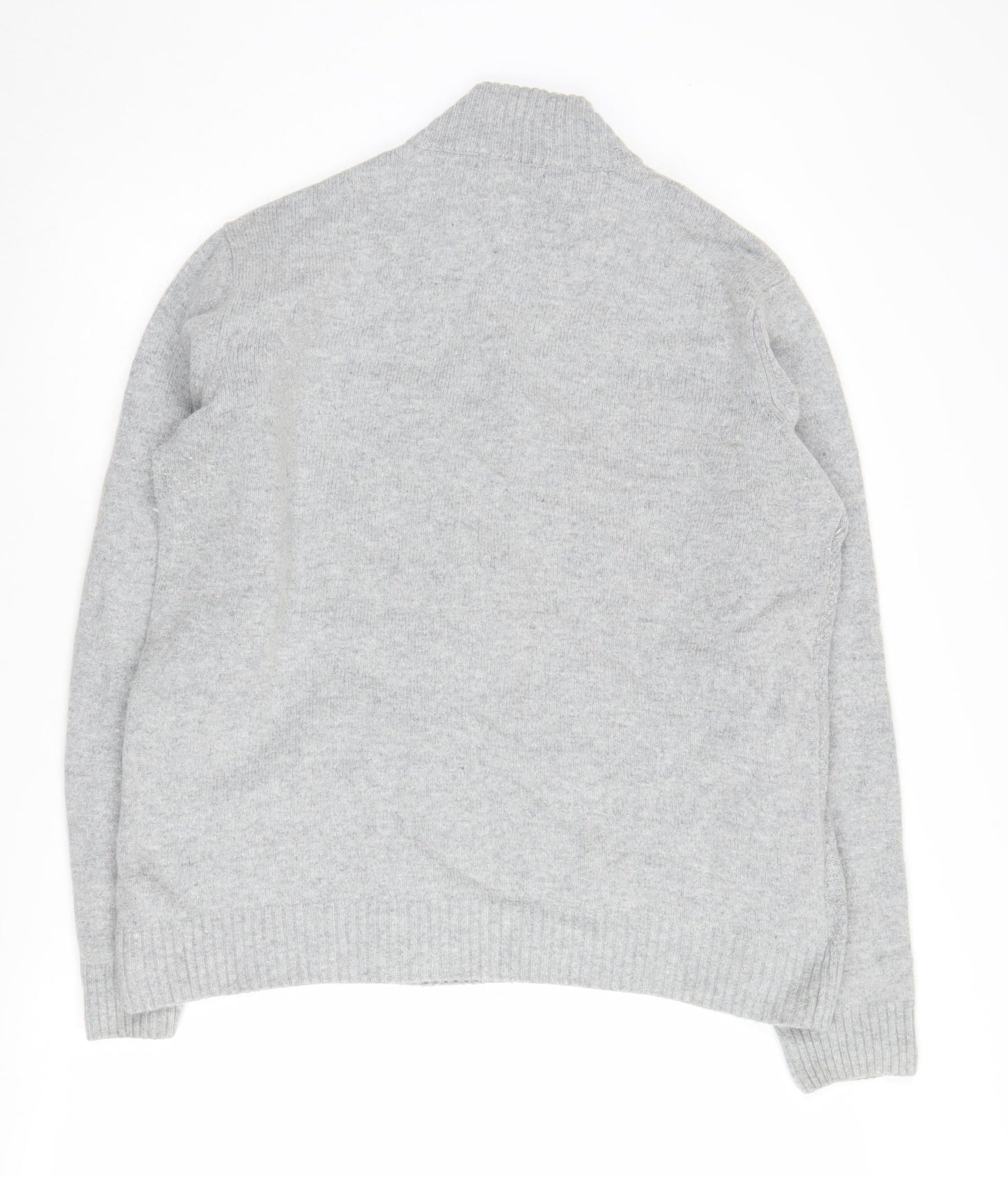 Crew Clothing Co. Men's Grey XL Cable-Knit Full Zip Jumper