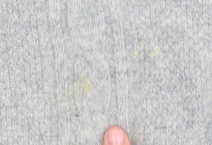 Crew Clothing Co. Men's Grey XL Cable-Knit Full Zip Jumper