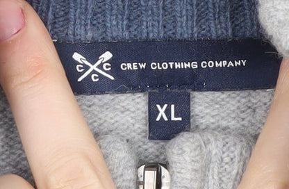 Crew Clothing Co. Men's Grey XL Cable-Knit Full Zip Jumper