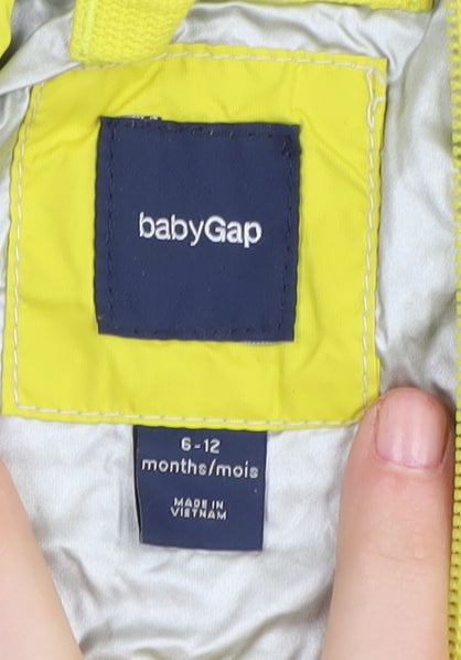 BabyGap Unisex Yellow Puffer Jacket, 6-12 Months, Hooded