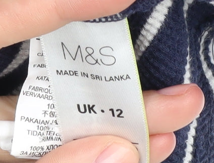 Marks and Spencer Women's Blue Striped Pullover Jumper