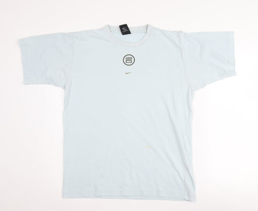 Nike Men's Medium Blue T-Shirt - Short Sleeve, Logo Accent