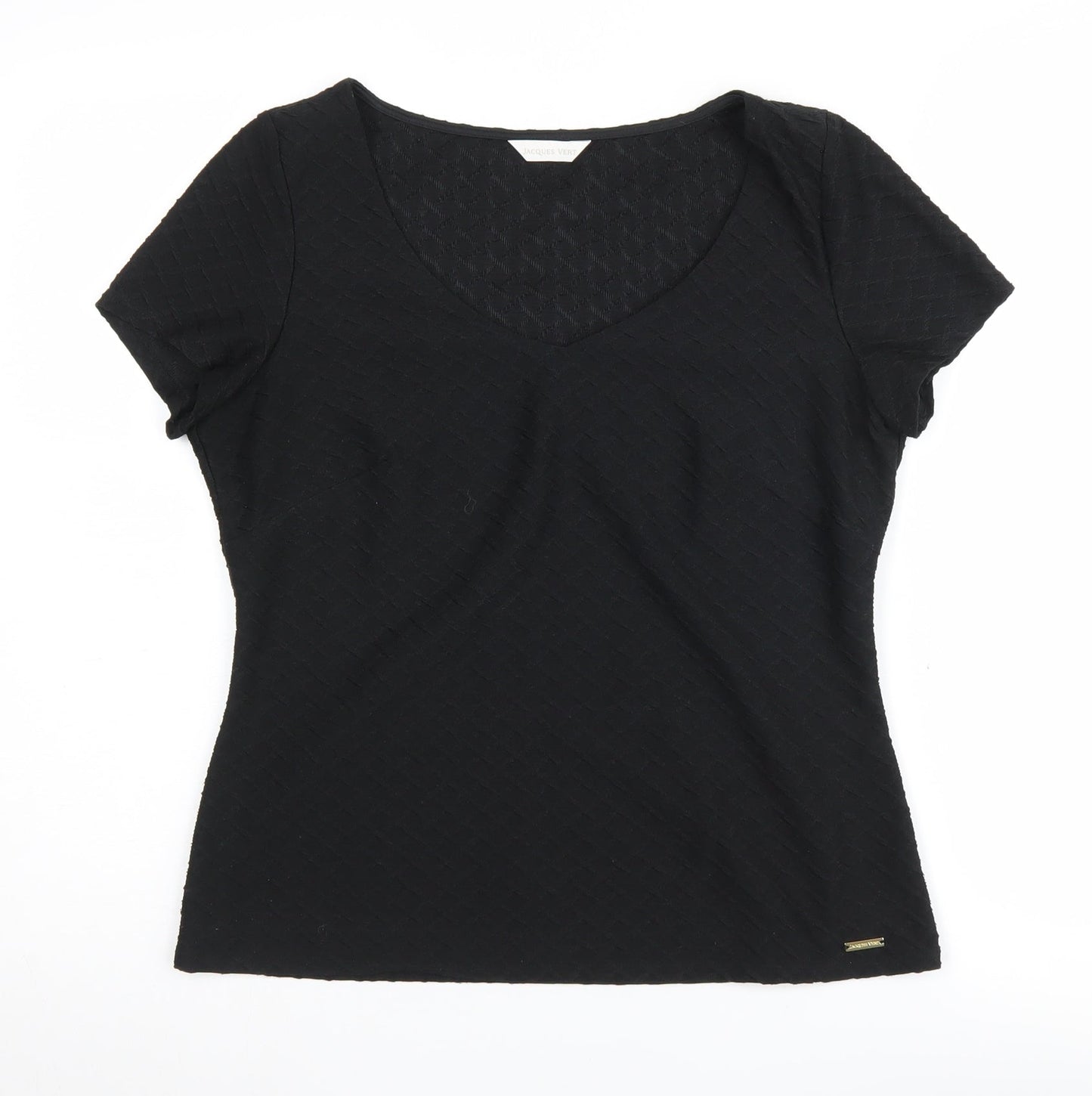 Jacques Vert Women's Black Short Sleeve V-Neck Top