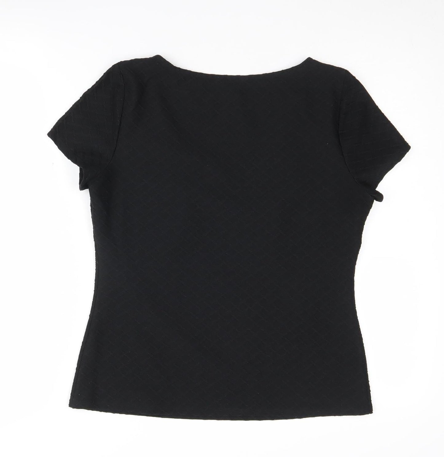 Jacques Vert Women's Black Short Sleeve V-Neck Top