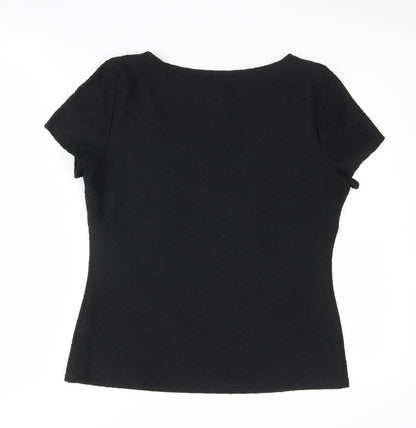 Jacques Vert Women's Black Short Sleeve V-Neck Top