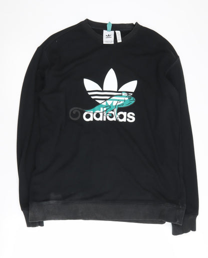 Adidas Black Graphic Print Sweatshirt M Unisex