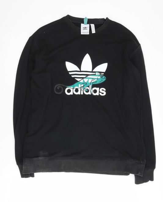 Adidas Black Graphic Print Sweatshirt M Unisex