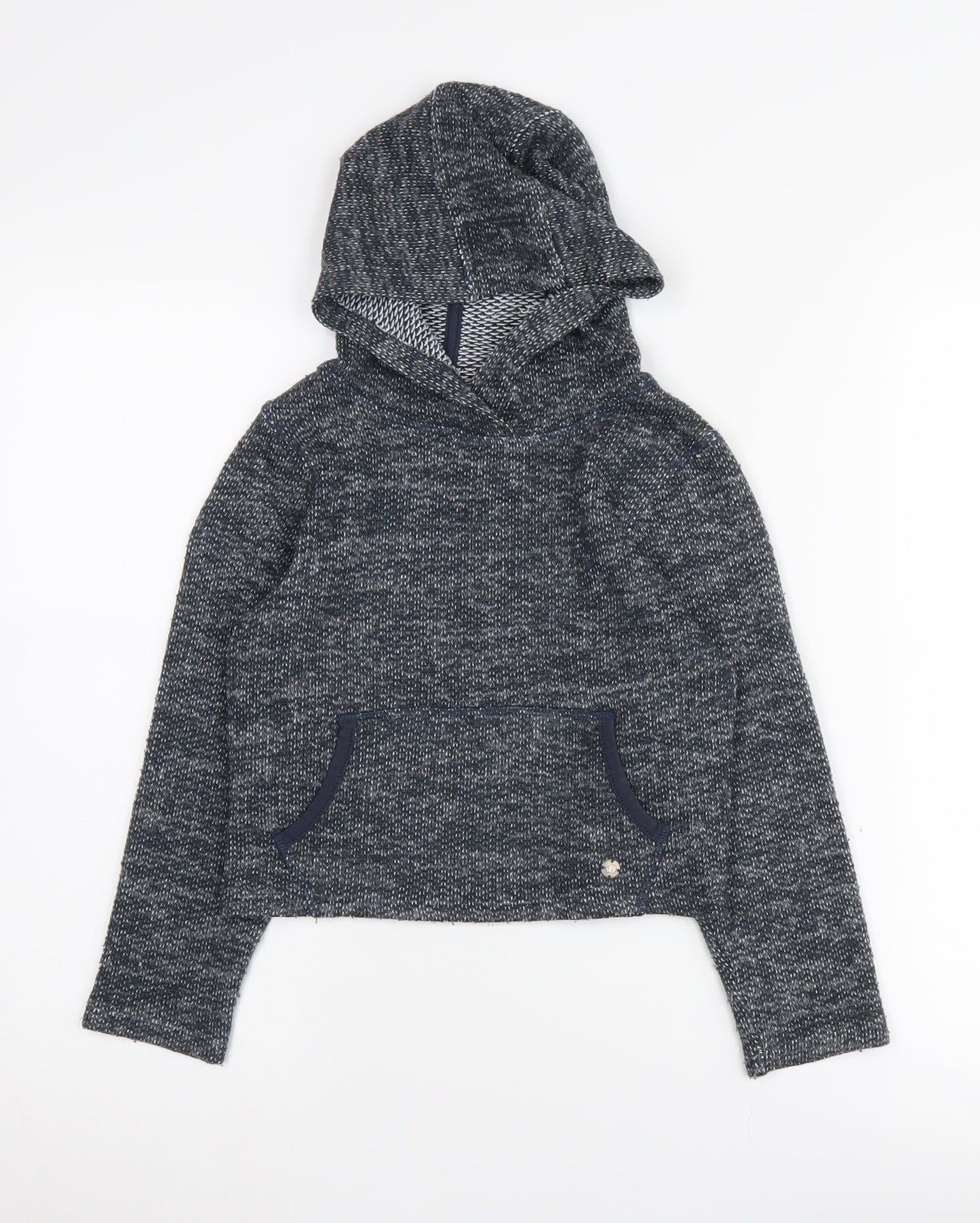 s.Oliver Girls Grey Knit Pullover Hoodie XS Long Sleeve