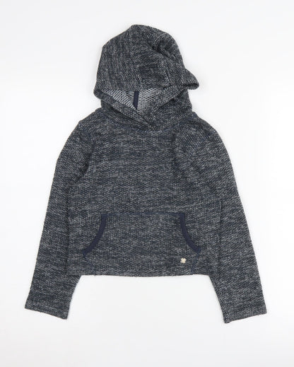 s.Oliver Girls Grey Knit Pullover Hoodie XS Long Sleeve